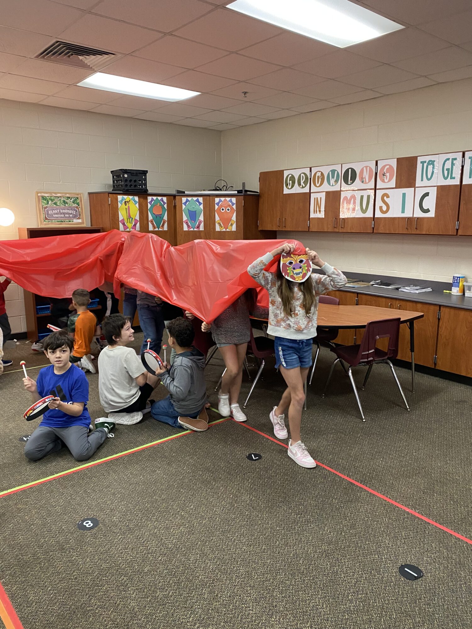 Students at Broadway Elementary make a dragon costume to celebrate the Lunar New Year.